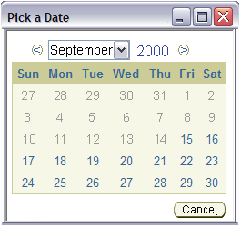 Date Picker - Earliest Valid Selection 15 Sep 2000